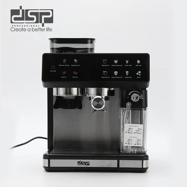 ماكينة إسبريسو أوتوماتيك 3×1 بطاحونة مدمجة – 20 بار – 1350 وات – DSP KA3146